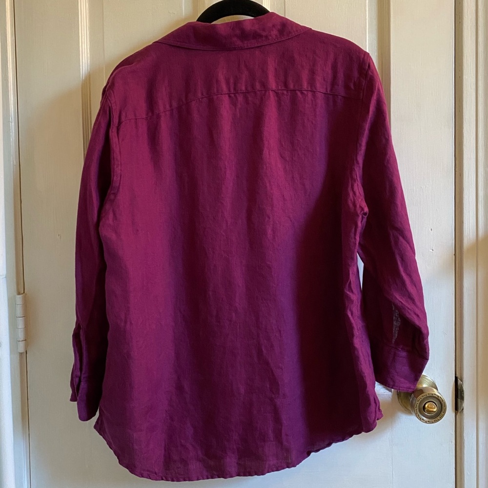 Lauren Ralph Lauren 100% Linen Button Up 3/4 Sleeve Top - Picture 2 of 8
